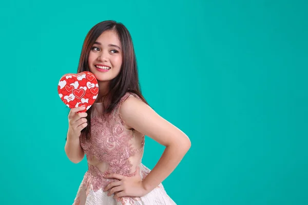 Young lady posing on vintage background for Valentine — Stock Photo, Image