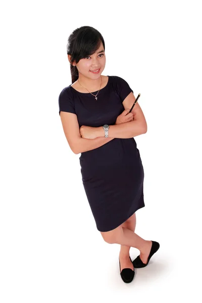 Businesswoman arms crossed isolated — Stock Photo, Image
