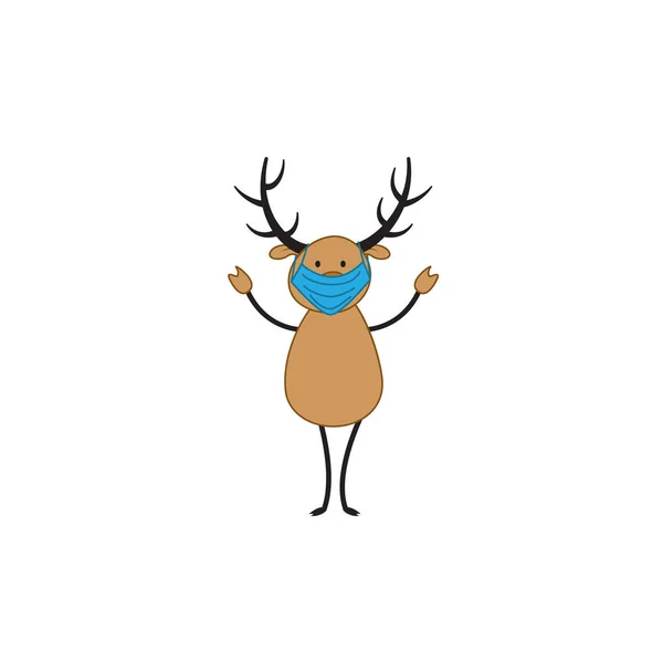 クリスマスの鹿だ 仮面をつけているクリスマストナカイ メリークリスマス ベクターイラスト — ストックベクタ