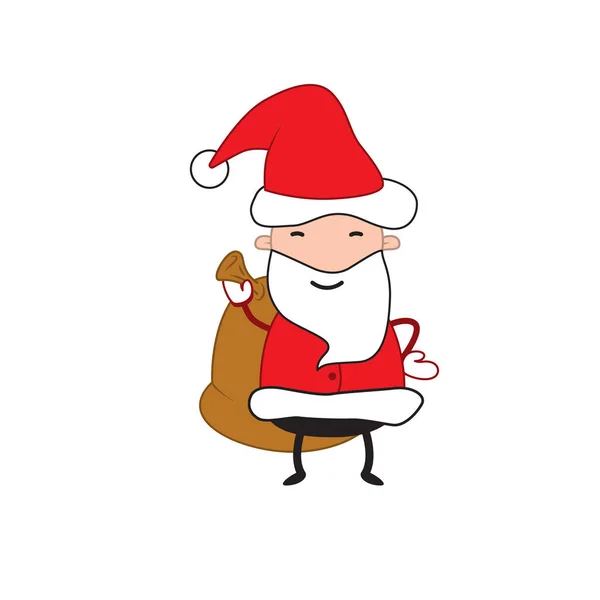 Pai Natal Papai Noel Segurando Saco Presentes Feliz Natal Ilustração — Vetor de Stock
