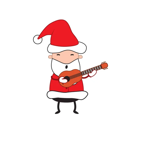 Pai Natal Pai Natal Tocar Guitarra Feliz Natal Ilustração Vetorial — Vetor de Stock