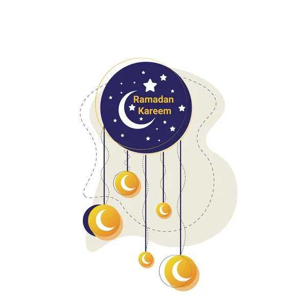 Cartaz Ramadan Kareem Design Convites Com Estrelas Lua Sobre Fundo — Vetor de Stock