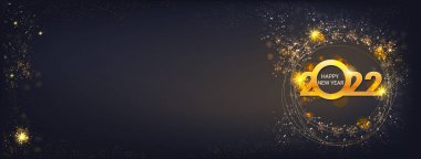 Yeni yılın kutlu olsun 2022. Güzel tatil web panosu ya da üzerinde 