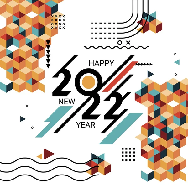 Frohes Neues Jahr 2022 Banner Mit Modernen Geometrischen Abstrakter Hintergrund — Stockvektor