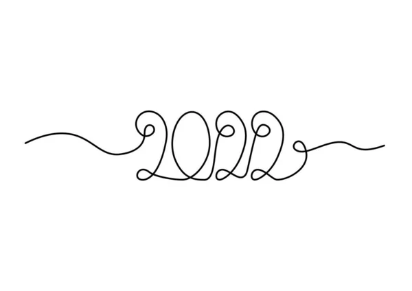 Kontinuierliche Einzeilige Zeichnung Eines Neujahrstextes 2022 Chinesisches Neujahrsfest Des Bullen — Stockvektor