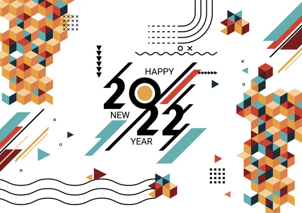 Frohes Neues Jahr 2022 Banner Mit Modernen Geometrischen Abstrakter Hintergrund — Stockvektor