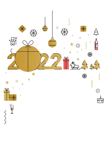 Mutlu yıllar 2022 tebrik kartı. Kaplanın 2022 yılı. Tebrik kartı için vektör illüstrasyonu, web sitesi afişi, sosyal medya afişi, pazarlama materyali. Vektör illüstrasyonu.