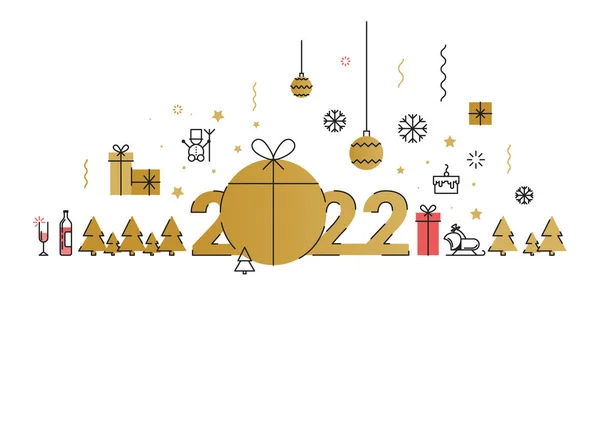 Mutlu yıllar 2022 tebrik kartı. Kaplanın 2022 yılı. Tebrik kartı için vektör illüstrasyonu, web sitesi afişi, sosyal medya afişi, pazarlama materyali. Vektör illüstrasyonu.