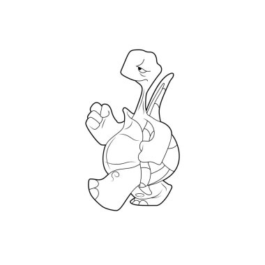 Çocuklar için boyama kitabı. Çizgi film karakteri. Kaplumbağa ileri gider. Siyah çizgili siluet. Beyaz arka planda izole edilmiş. Hayvan teması. Vektör illüstrasyonu.