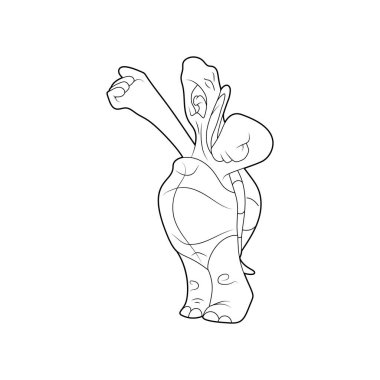 Çocuklar için boyama kitabı. Çizgi film karakteri. Kaplumbağa şarkı söylüyor. Kaplumbağa çığlık atıyor. Siyah çizgili siluet. Beyaz arka planda izole edilmiş. Hayvan teması. Vektör illüstrasyonu.