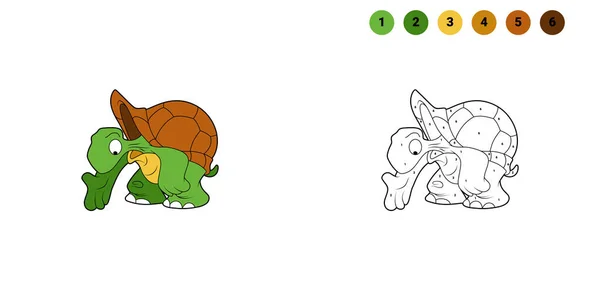 Libro Para Colorear Para Niños Personaje Dibujos Animados Turtle Está — Vector de stock