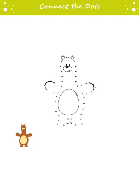 Narysowaliśmy Niedźwiedzia Kropka Kropkę Narysuj Linię Gra Dla Malucha Nauka — Wektor stockowy