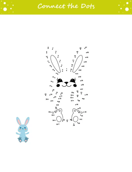 Dibujamos Conejo Punto Punto Dibuja Una Línea Juego Para Niños — Vector de stock