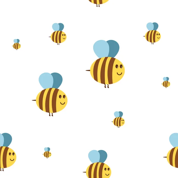 Naadloos Patroon Met Grappige Bij Vrolijk Creatief Bijenkarakter Patroon Voor — Stockvector