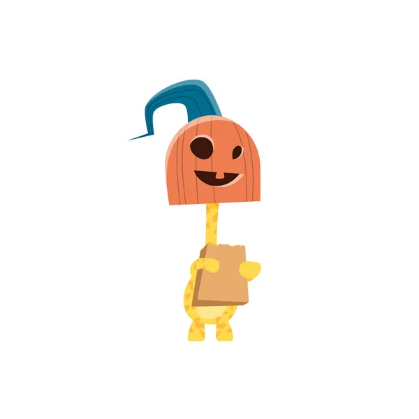 Giraffe Verkleidet Als Halloween Kostüm Happy Halloween Banner Feiertag Dekoration — Stockvektor