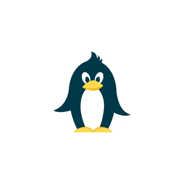 Ícone Pinguim Bonito Estilo Plano Símbolo Inverno Frio Pássaro Antártico — Vetor de Stock