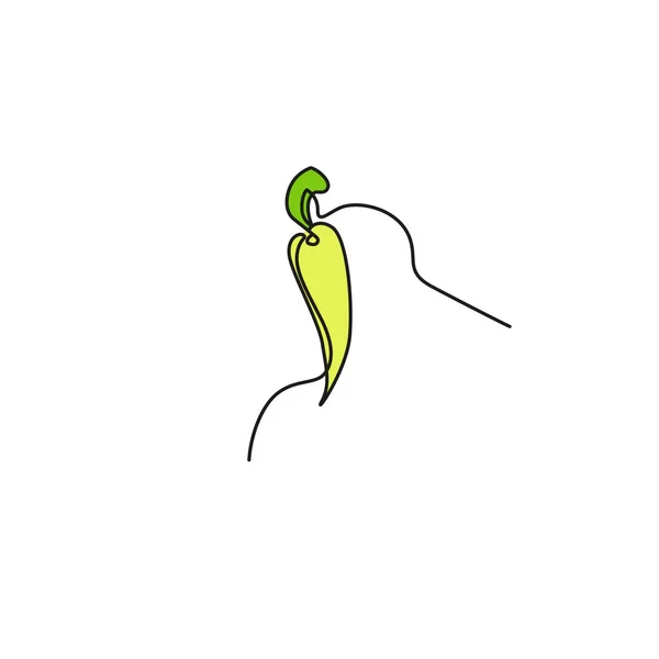 Eine Durchgehende Linie Zeichnet Gemüse Paprika Isoliert Auf Weißem Hintergrund — Stockvektor