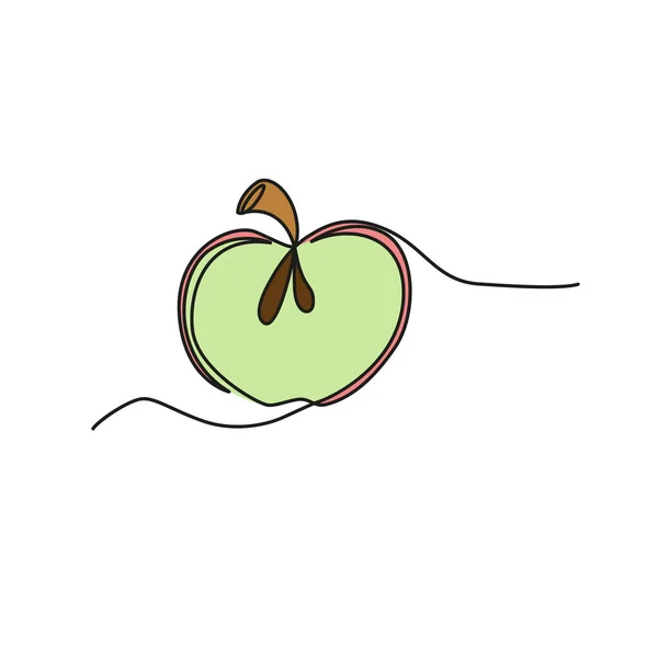 Une Ligne Continue Dessinant Des Fruits Pomme Isolé Sur Fond — Image vectorielle