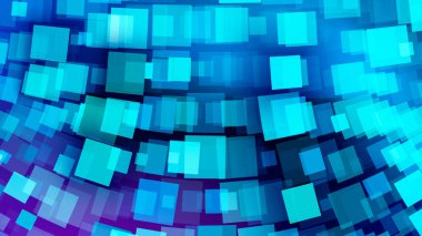 Renkli dijital desen, arkaplan veya sanat için uygun modern, dinamik bir görsel efekt yaratarak, dalgalar gibi dizayn edilmiş karelerle mavi ve turkuazın tonlarını içerir..