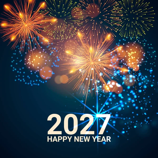 2027 Yeni Yıl vektör tasarımları koleksiyonu. Karanlık arka planda canlı havai fişekler ve minimalist kırmızı geometrik posterler içeriyor. Bayram kartları, afişler ve etkinlik davetiyeleri için mükemmel..