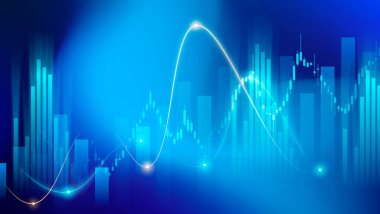 Parlak çizgileri ve çizgileri olan soyut finansal büyüme tablosu. Finans, yatırım, ticaret, ekonomi, veri görselleştirme ve teknoloji kavramları için modern iş analizleri.
