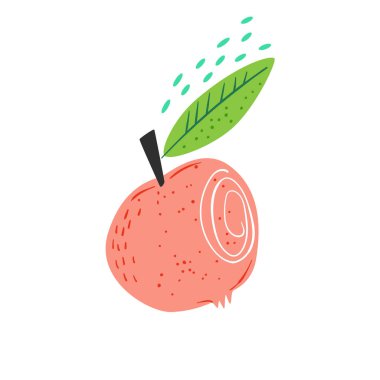 Modern soyut şeftali ya da sıcak mercan ve pembe tonlu turuncu çizim. Yaratıcı projeler, posterler ve grafik tasarımı için mükemmel dekoratif desenlere sahip çağdaş sanatsal meyve tasarımı.