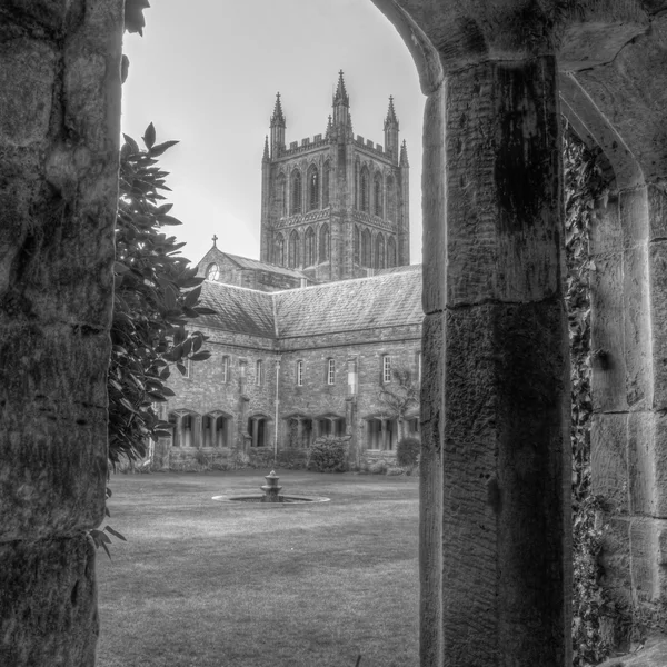 Hereford Katedralutsikt från trädgården Hdr — Stockfoto