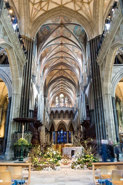 Catedral de Salisbury Nave Techo Decoración de Pascua —  Fotos de Stock