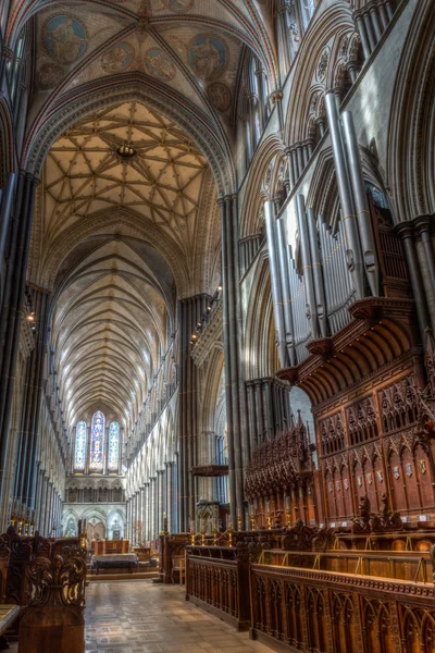 Salisbury Catedral Órgãos Nave HDR fotografias — Fotografia de Stock