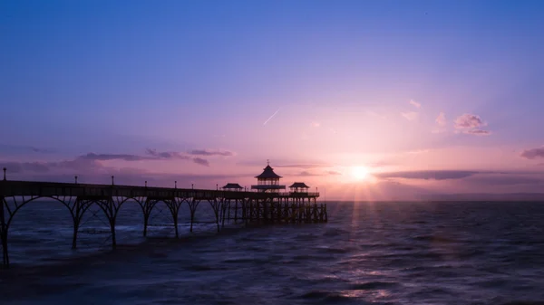 Sunrise Clevedon Pier Engeland D — Stockfoto