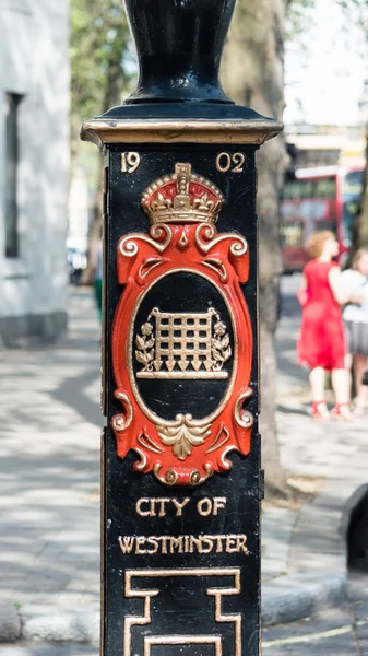 Colourful lamp post with the City of Westminster Coat of Arms — Stock Photo, Image