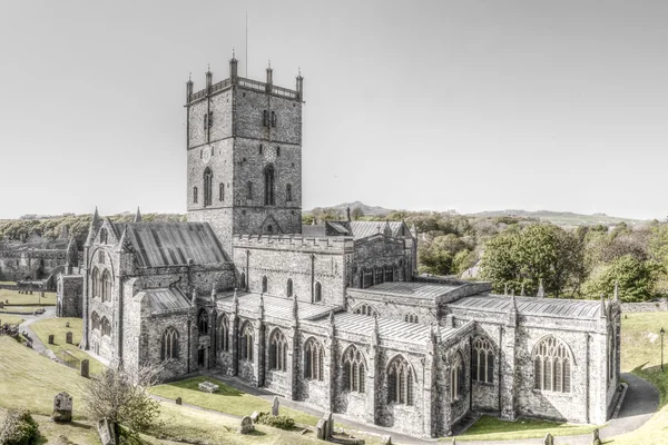 St Davids Cathedral horisontell fotografering Bw — Stockfoto