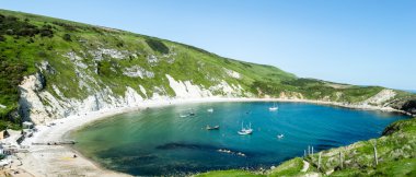 Lulworth Cove Dorset üzerinden panoramik görünüm