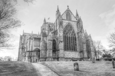 Ripon Katedrali Doğu cephe Hdr Bw