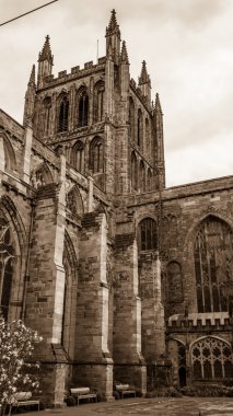 Hereford Katedrali görünümü Tower form Bishops Cloister dışında