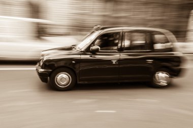 London black taxi in sepia tone