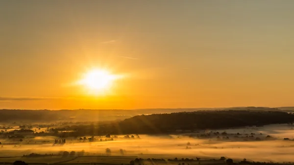 Sunrise view from Glastonbury Tor D, Somerset, England — Stock Photo, Image