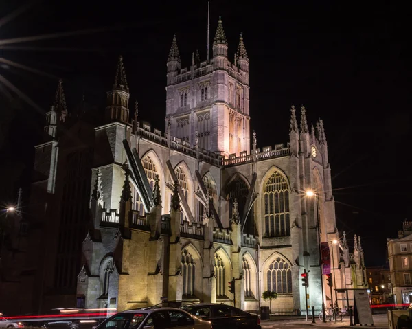 ENGLAND, BATH 20 SEPTEMBER 2015: Bath Abbey by night C — Stok Foto