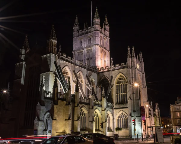 England, bad - 20 september 2015: bad abtei bei nacht — Stockfoto