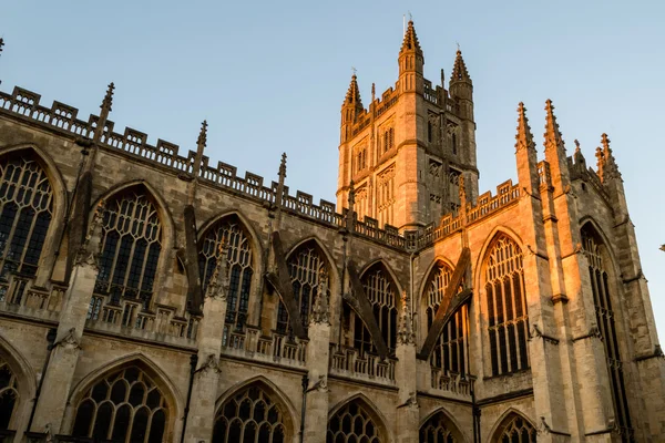 Engeland, Bad - 29 Sep 2015: Bath Abbey, zonsondergang gevel — Stockfoto