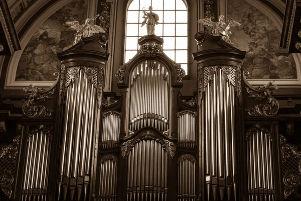 Friedrich Ladegast orgány - barokní farní a kolegiátní kostel — Stock fotografie
