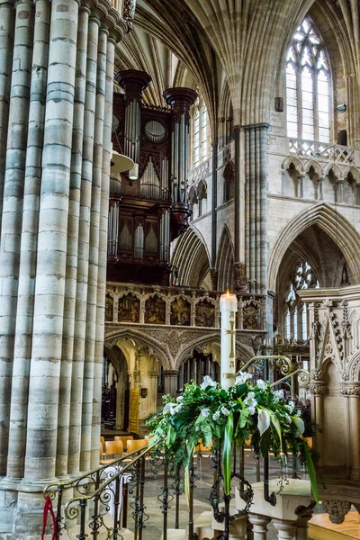 Cathédrale d'Exeter - orgue et colonne — Photo