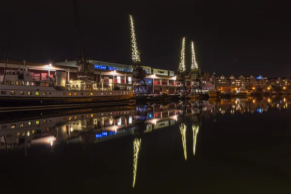 Bristol Kikötői daruk, egy éjszaka — Stock Fotó