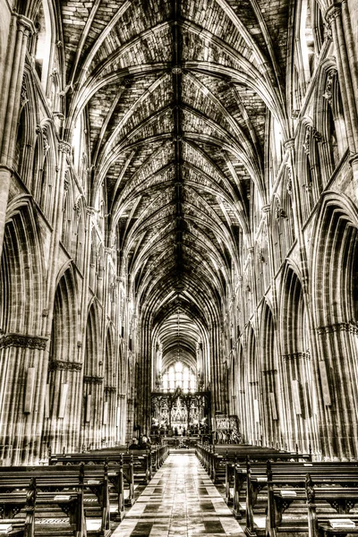 Catedral de Worcester Nave, fotos HDR en blanco y negro — Foto de Stock