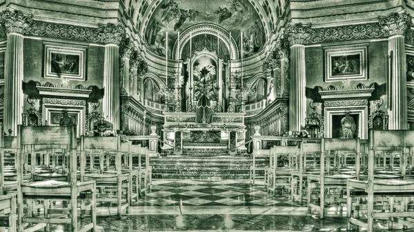 Mosta Dome Altar HDR black and white, Malta — Stock Photo, Image