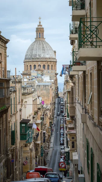 Oude munt Street, Valletta, Karmeliet kerk — Stockfoto