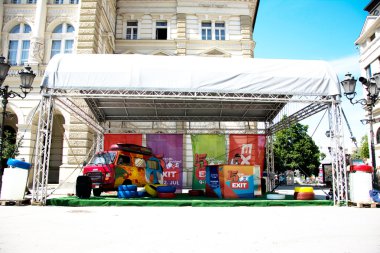 Bilet stand çıkış Festivali 2015 yılında şehir merkezi Novi Sad