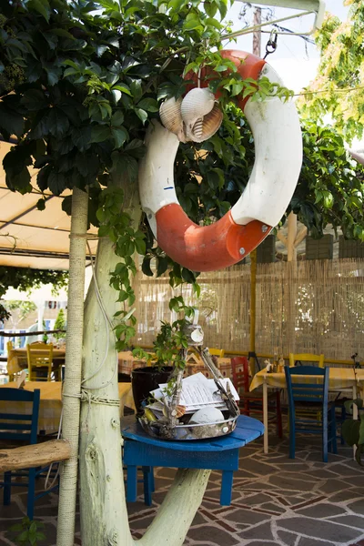 Greek restaurant menus outside — Stock Photo, Image