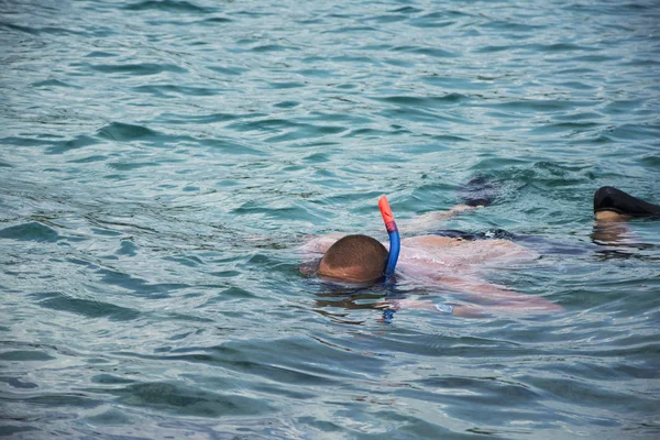 Man snorkelen in schone wateren — Stockfoto