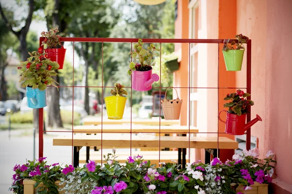 Bela ideia para vasos de flores no jardim — Fotografia de Stock